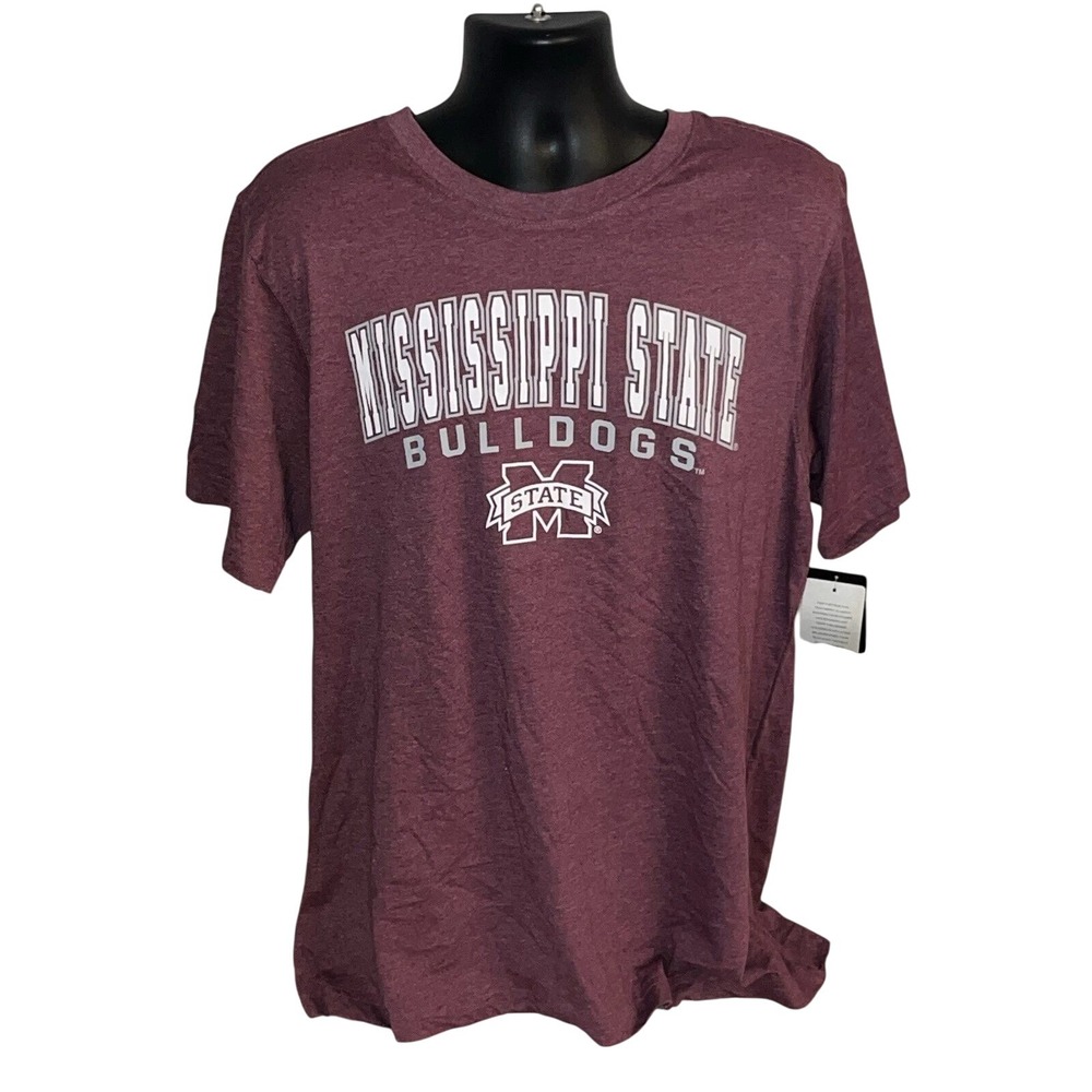 Mississippi‎ State Bulldogs T-Shirt Maroon Heathered Graphic Tee Mens L NWT